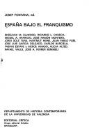 España bajo el franquismo by Josep Fontana i Làzaro, Sheelagh M. Ellwood