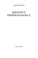 Cover of: Gedichte II, Übertragungen II by Rudolf Borchardt