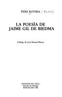 Cover of: La poesía de Jaime Gil de Biedma by Pere Rovira i Planas