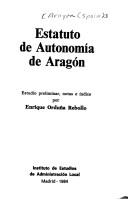 Estatuto de autonomía de Aragón by Aragon (Spain)