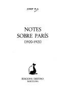 Cover of: Notes sobre París (1920-1921)