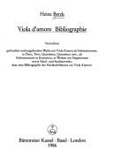 Cover of: Viola d'amore Bibliographie by Heinz Berck