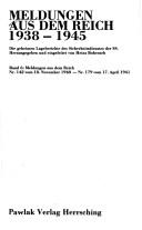 Cover of: Meldungen aus dem Reich, 1938-1945: die geheimen Lageberichte des Sicherheitsdienstes der SS