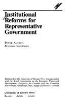 Cover of: Institutional reforms for representative government