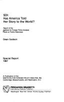 Cover of: SDI, has America told her story to the world? | Institute for Foreign Policy Analysis. Panel on Public Diplomacy.