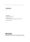 Cover of: Anxiety by volume editor, D.F. Klein.