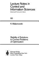 Cover of: Stability of solutions to convex problems of optimization