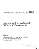 Cover of: Design and operational effects of geometrics.