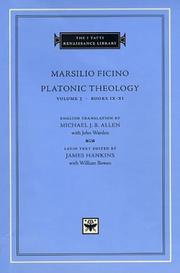 Cover of: Platonic Theology, Volume 3, Books IX-XI (The I Tatti Renaissance Library) | Marsilio Ficino