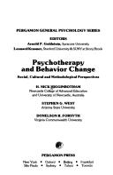 Cover of: Psychotherapy and behavior change: social, cultural, and methodological perspectives