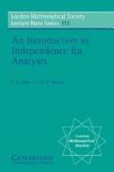 Cover of: An introduction to independence for analysts