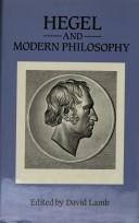 Cover of: Hegel and modern philosophy