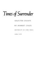 Cover of: Times of surrender: selected essays