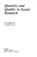 Cover of: Quantity and quality in social research