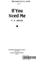 Cover of: If you need me