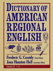 Cover of: Dictionary of American Regional English by Frederic G. Cassidy, chief editor.