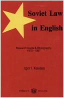 Cover of: Soviet law in English | Igor I. Kavass