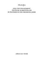 Cover of: Exil und Engagement: deutsche Schriftsteller im Frankreich der dreissiger Jahre