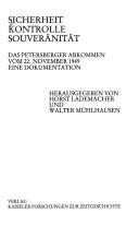 Sicherheit, Kontrolle, Souveränität by Horst Lademacher, Walter Mühlhausen