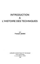 Cover of: Introduction à l'histoire des techniques