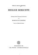 Cover of: Heilige Berichte: Einleitung, deutsche Übersetzung und Kommentar