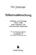 Volksmusikforschung by Felix Hoerburger