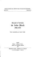 Cover of: Recueil d'articles de Jules Bloch, 1906-1955 by Jules Bloch