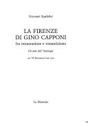 Cover of: La Firenze di Gino Capponi fra restaurazione e romanticismo: gli anni dell'"Antologia"