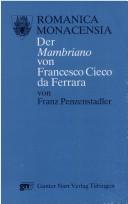 Cover of: Der Mambriano von Francesco Cieco da Ferrara als Beispiel für Subjektivierungstendenzen im Romanzo vor Ariost