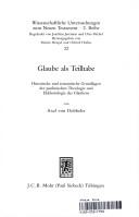 Cover of: Glaube als Teilhabe: historische und semantische Grundlagen der paulinischen Theologie und Ekklesiologie des Glaubens