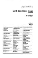 Cover of: Analyses & réflexions sur Saint-John Perse, Eloges: la nostalgie