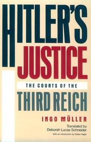 Cover of: Hitler's Justice: The Courts of the Third Reich, with an introduction by Detlev Vagts