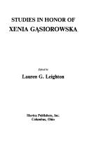 Cover of: Studies in honor of Xenia Gąsiorowska