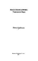 Cover of: Malcolm Lowry: Vancouver days