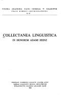 Cover of: Collectanea linguistica in honorem Adami Heinz