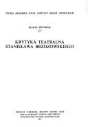 Cover of: Krytyka teatralna Stanisława Brzozowskiego