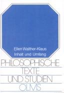 Cover of: Inhalt und Umfang: Untersuchungen zur Geltung und zur Geschichte der Reziprozität von Extension und Intension
