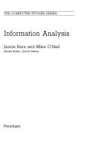 Cover of: Information analysis