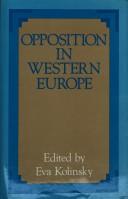 Cover of: Opposition in Western Europe by edited by Eva Kolinsky.