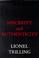 Cover of: Sincerity and Authenticity (The Charles Eliot Norton Lectures)
