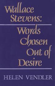 Cover of: Wallace Stevens by Helen Hennessy Vendler