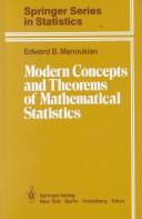 Cover of: Modern concepts and theorems of mathematical statistics by Edward B. Manoukian