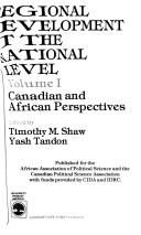 Cover of: Regional development at the national level: Canadian and African perspectives