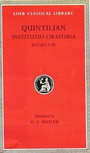 Cover of: Quintilian: Institutio Oratoria  by H. E. Butler