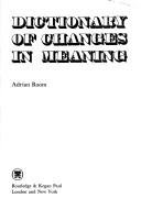 Cover of: Dictionary of changes in meaning