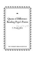 Cover of: Quests of difference: reading Pope's poems