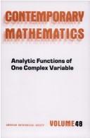 Cover of: Analytic functions of one complex variable by Chung-Chun Yang