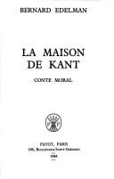 Cover of: La maison de Kant: conte moral