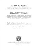 Cover of: Carta-relación de Diego García de Palacio a Felipe II sobre la Provincia de Guatemala, 8 de marzo de 1576 ; Relación y forma que el licenciado Palacio, oidor de la Real Audiencia de Guatemala, hizo para los que hubieren de visitar, contar, tasar y repartir en las provincias de este distrito