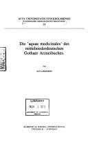 Cover of: Aquae medicinales" des mittelniederdeutschen Gothaer Arzneibuches